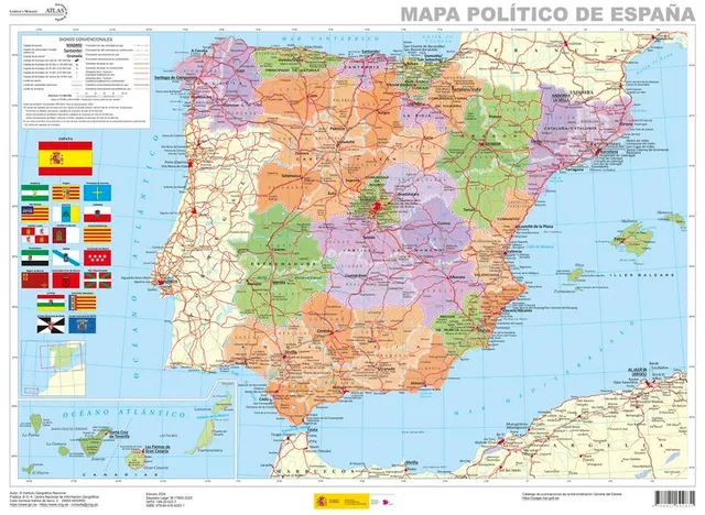 Mapa político de España 1:3.000.000 del Instituto Geográfico Nacional (edición 2025)
