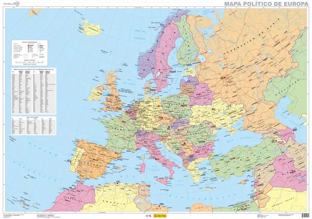 Mapa político de Europa 1:5.000.000 del Instituto Geográfico Nacional (edición 2013)