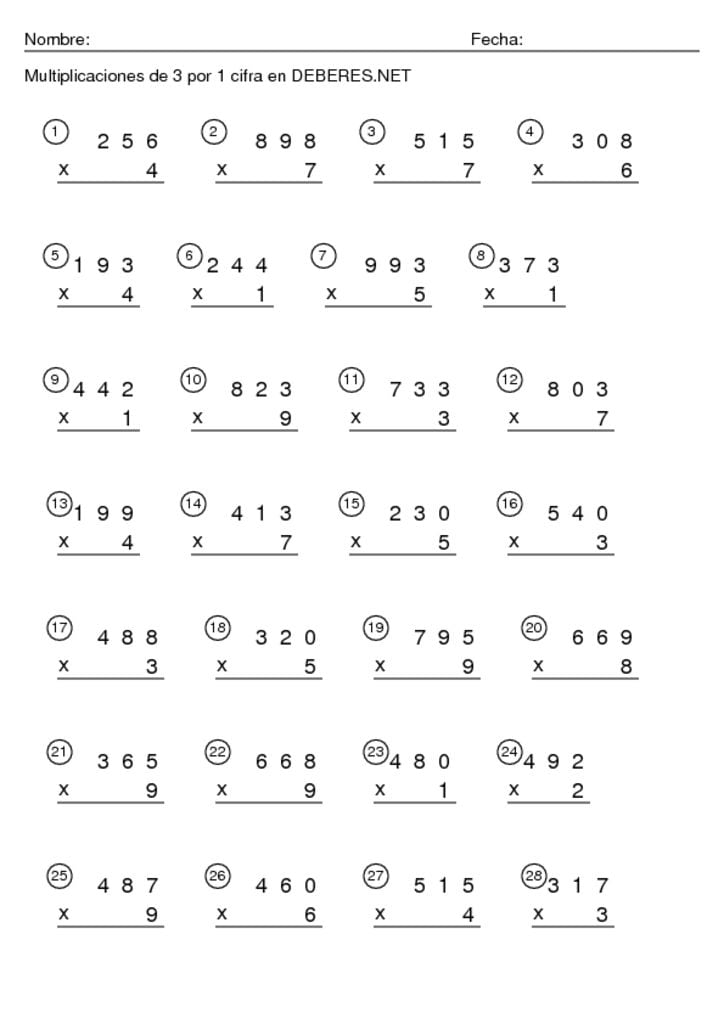 Multiplicaciones De Por Cifra