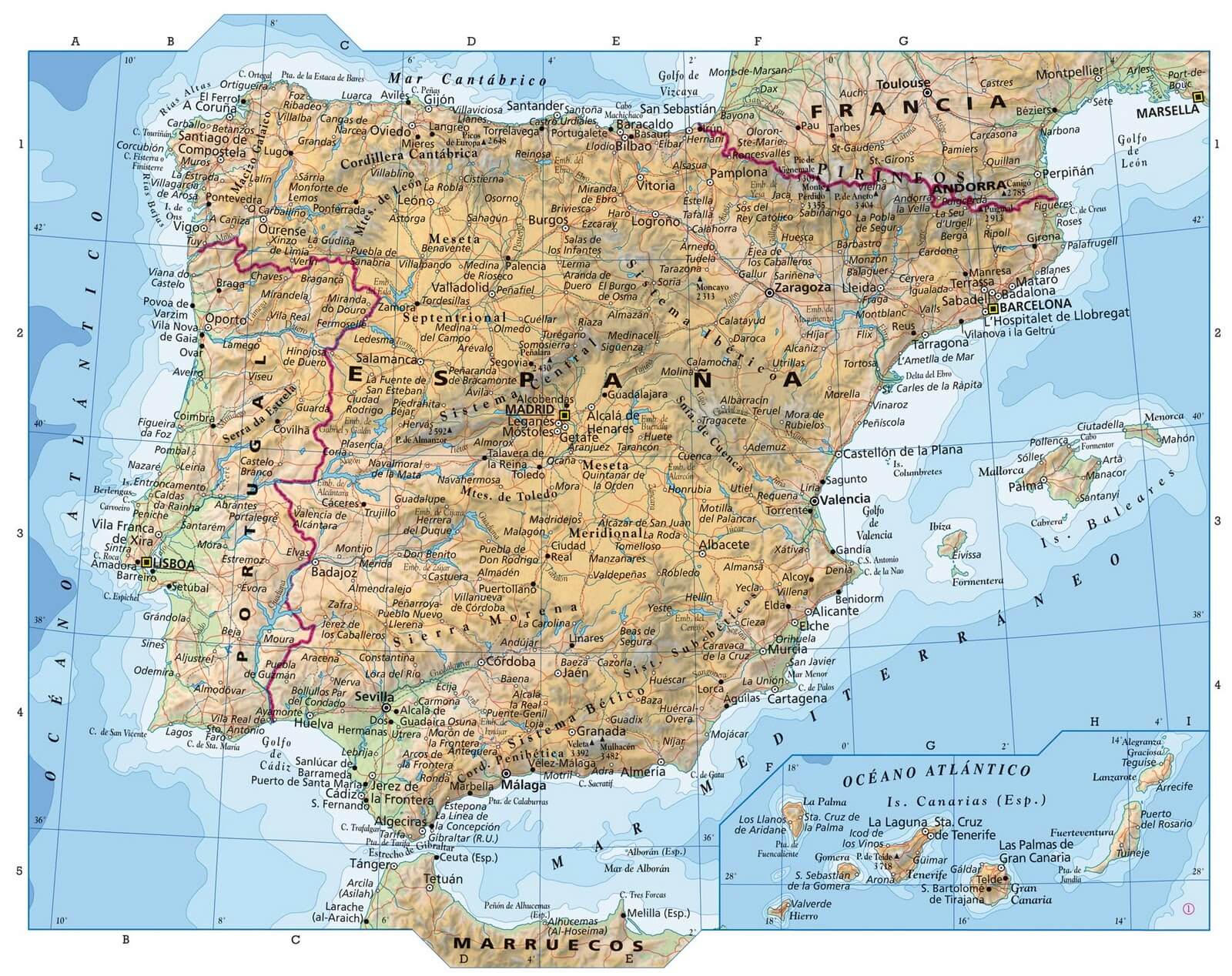 Mapa Fisico Y Politico De España 1966